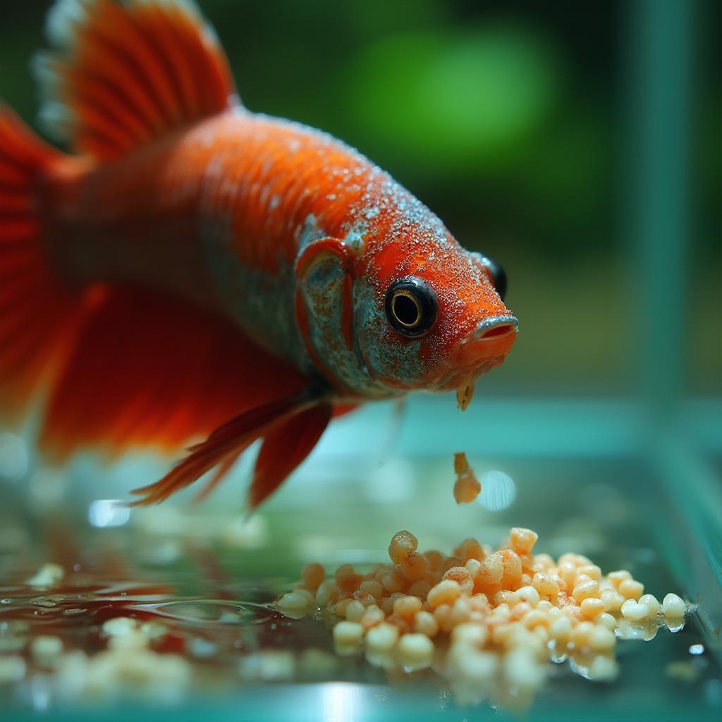 Betta Fish Consuming Pellets