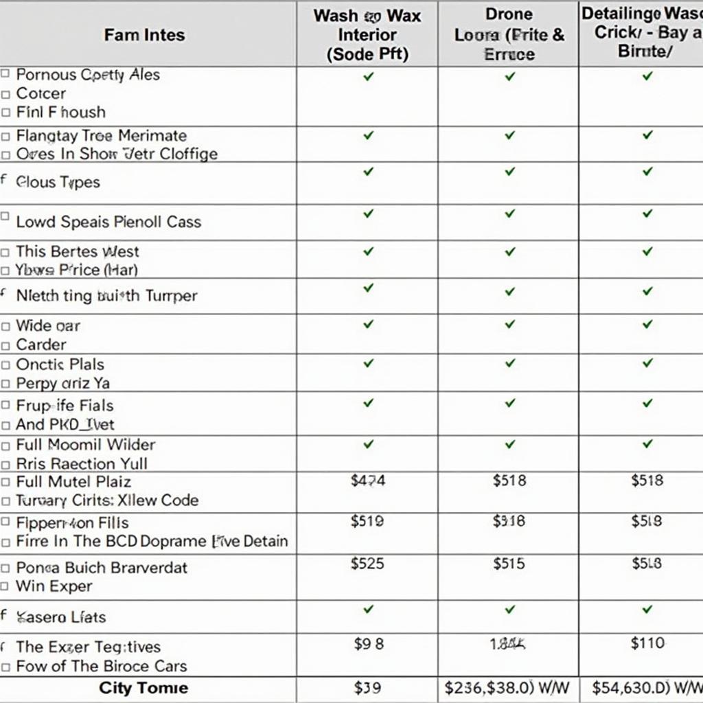 Car Detailing Services Price List