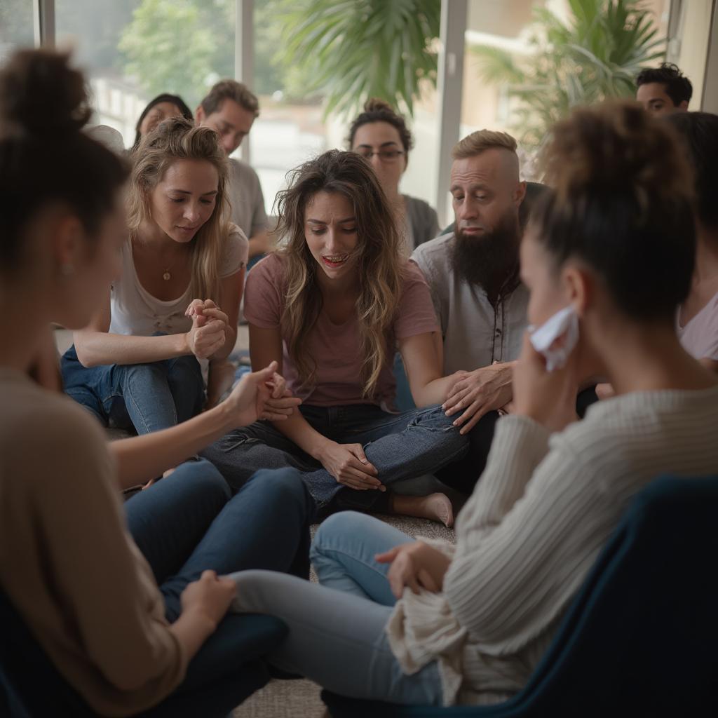 People supporting each other in a grief support group