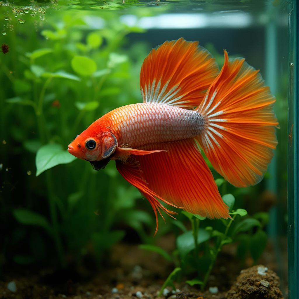 Healthy Betta Fish in a Well-Maintained Aquarium