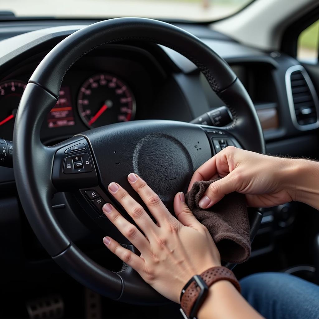 Cleaning a leather steering wheel