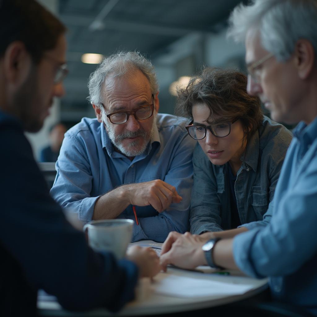 Senior software engineer mentoring junior colleagues