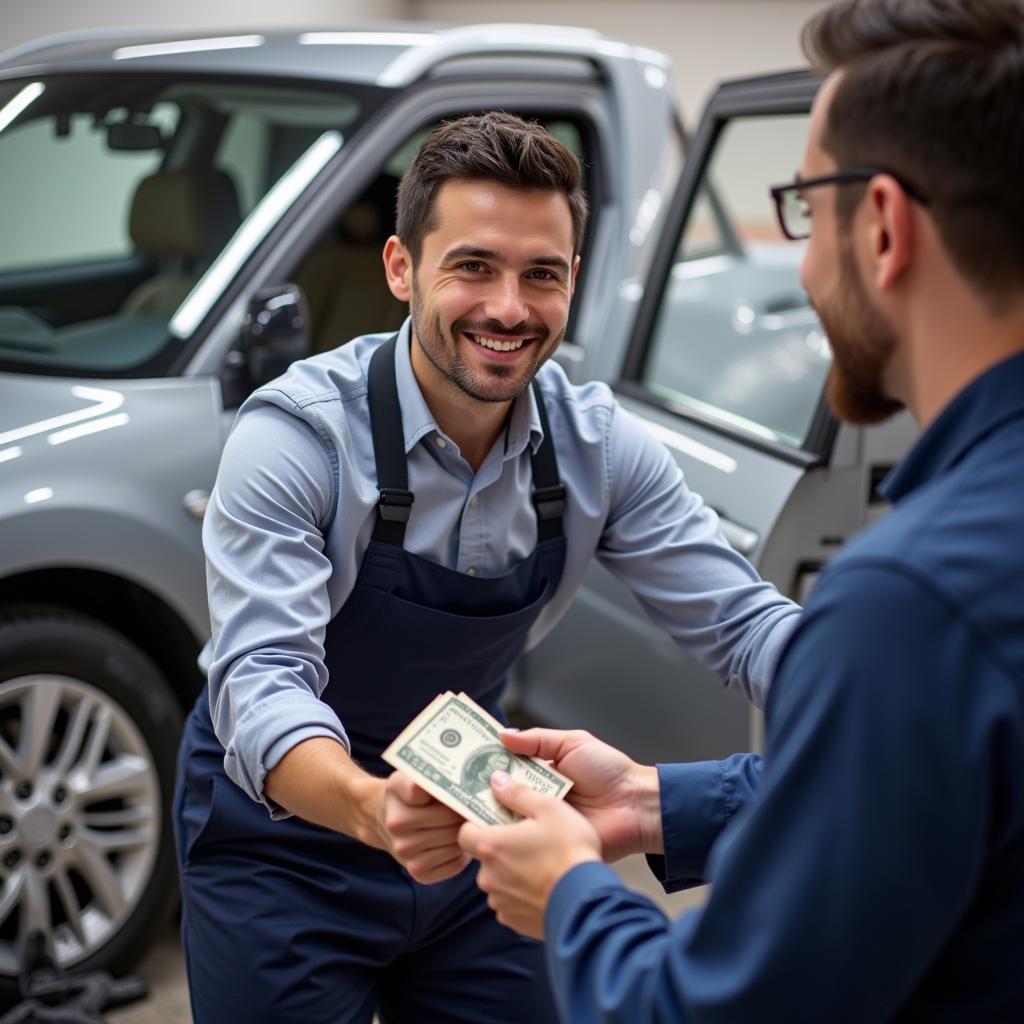 Car Detailer Receiving a Tip