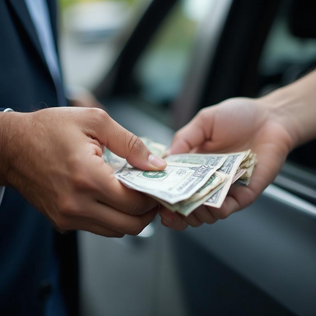 Tipping a car transport driver with cash