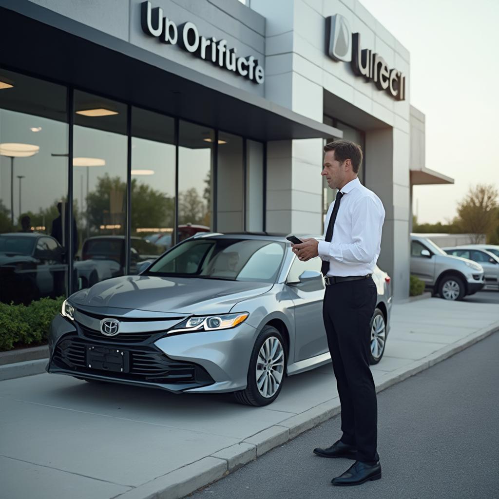 Uber Driver Waiting at Car Dealership