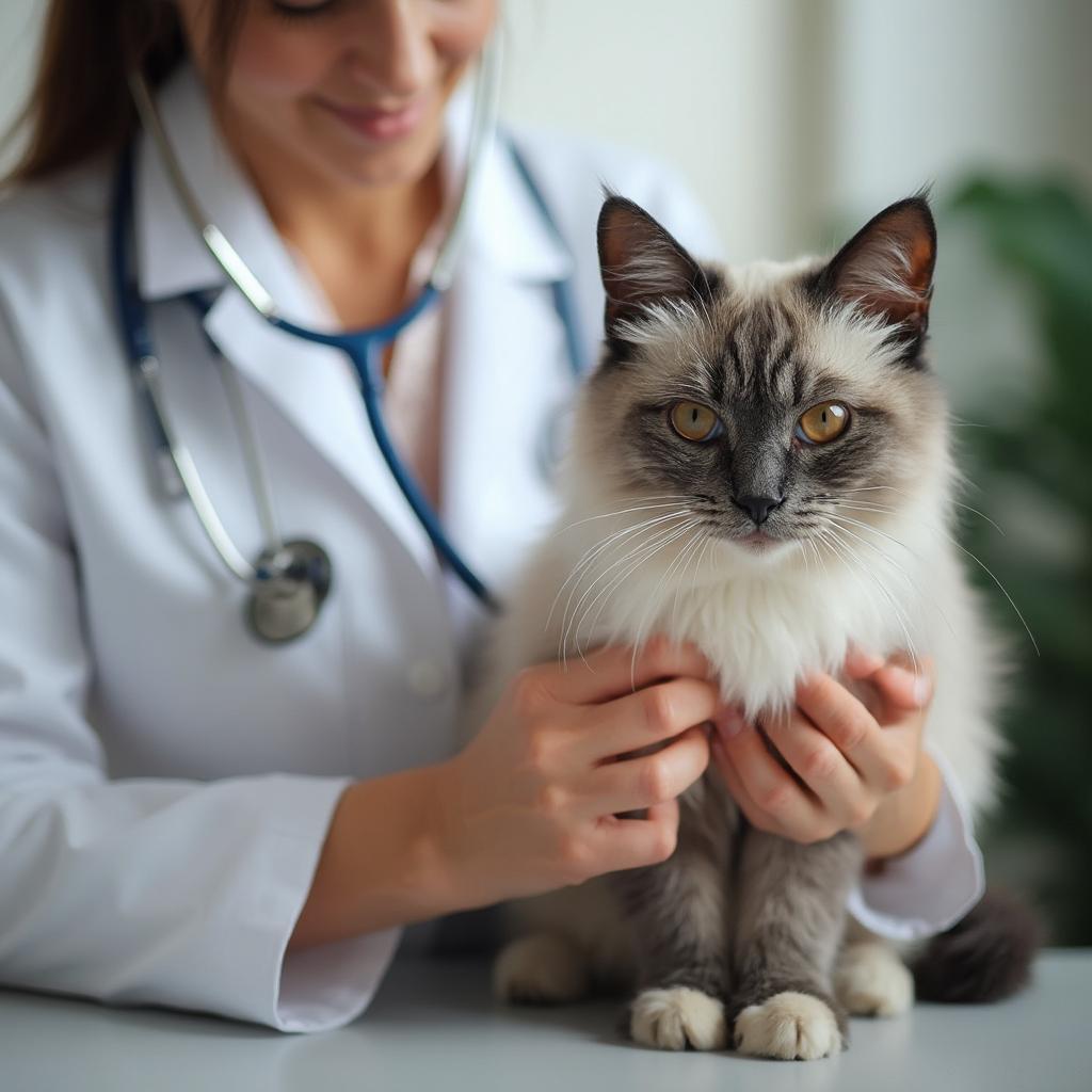 Veterinarian Examining a Cat