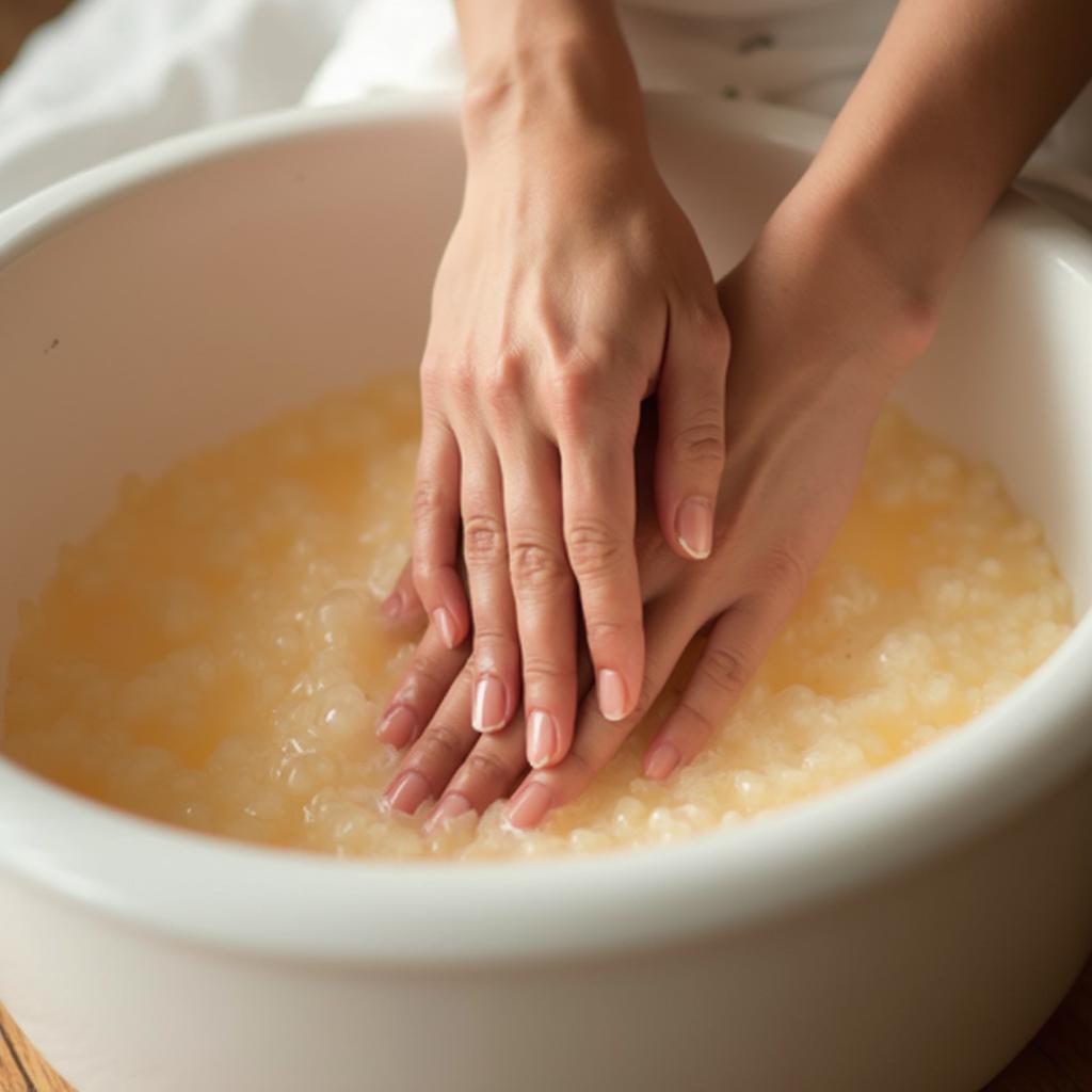 Woman Receiving Paraffin Wax Treatment