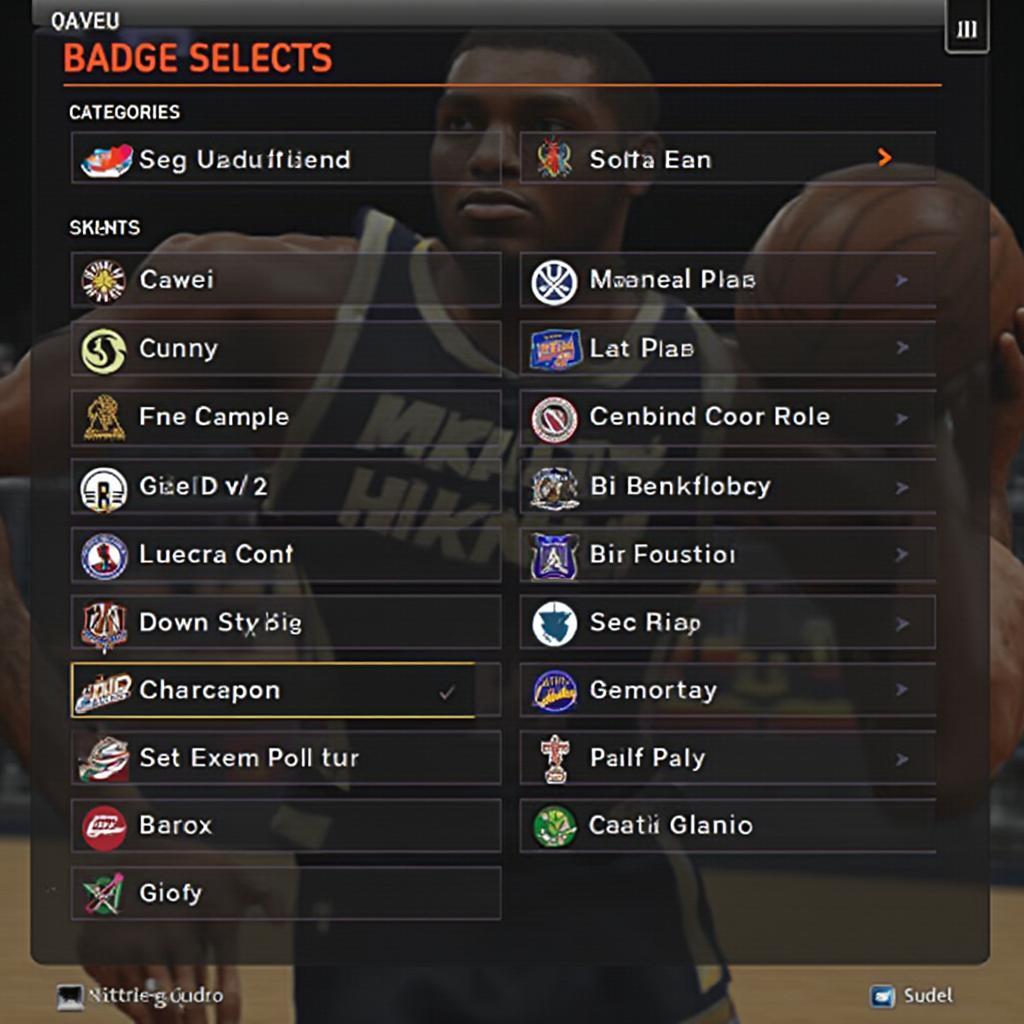 2k23 MyCareer Badge Selection Screen