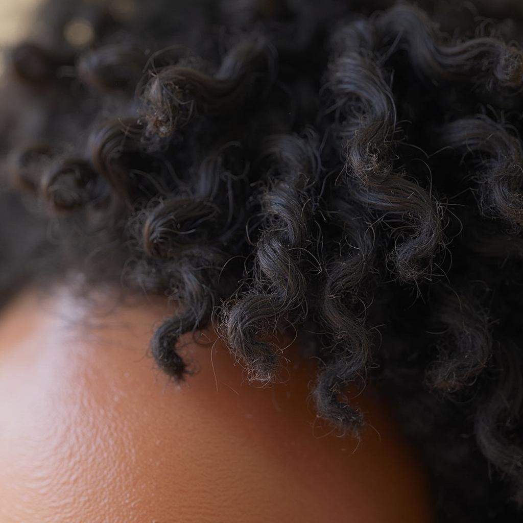 Close-up view of 4c hair texture showcasing tight coils and shrinkage