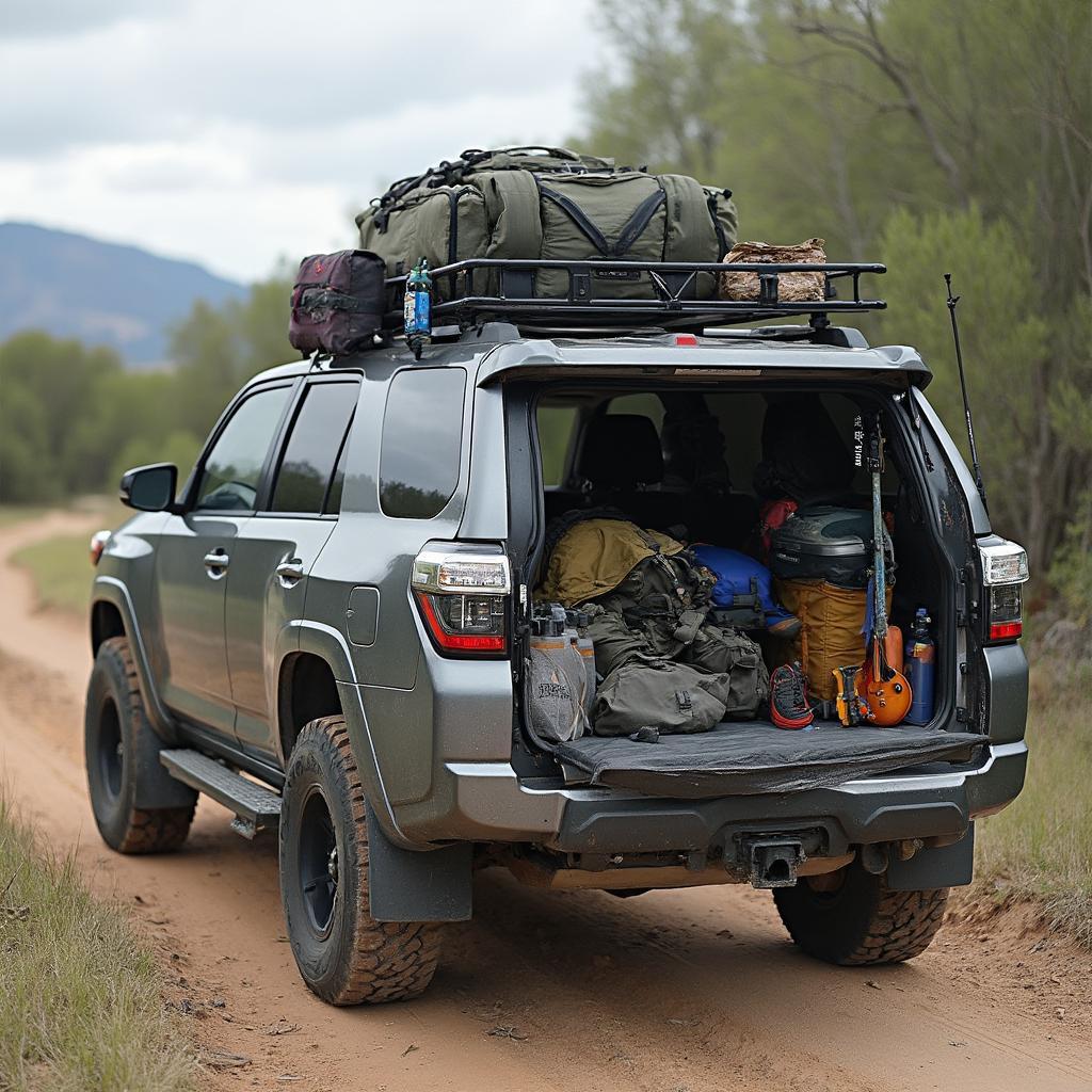 A Toyota 4Runner packed and ready for a road trip