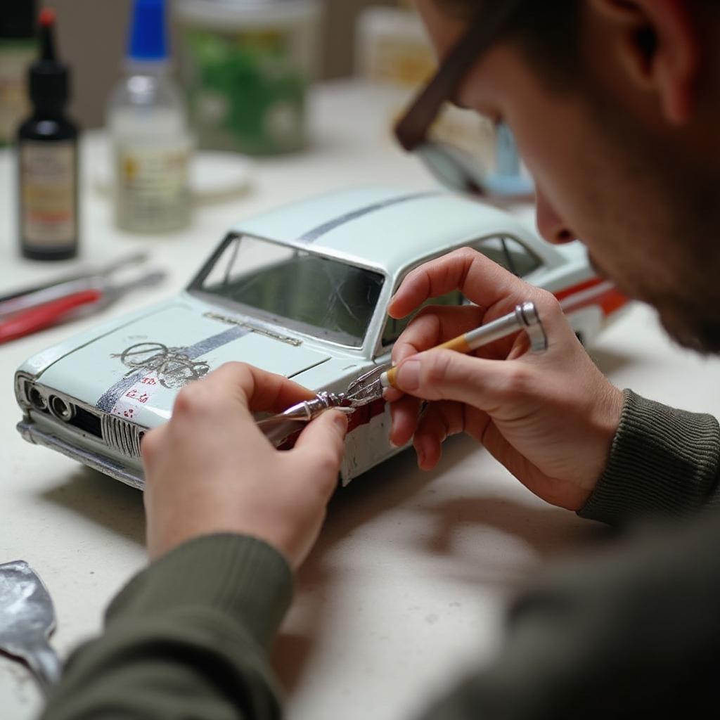 Applying decals to a scale model car with precision