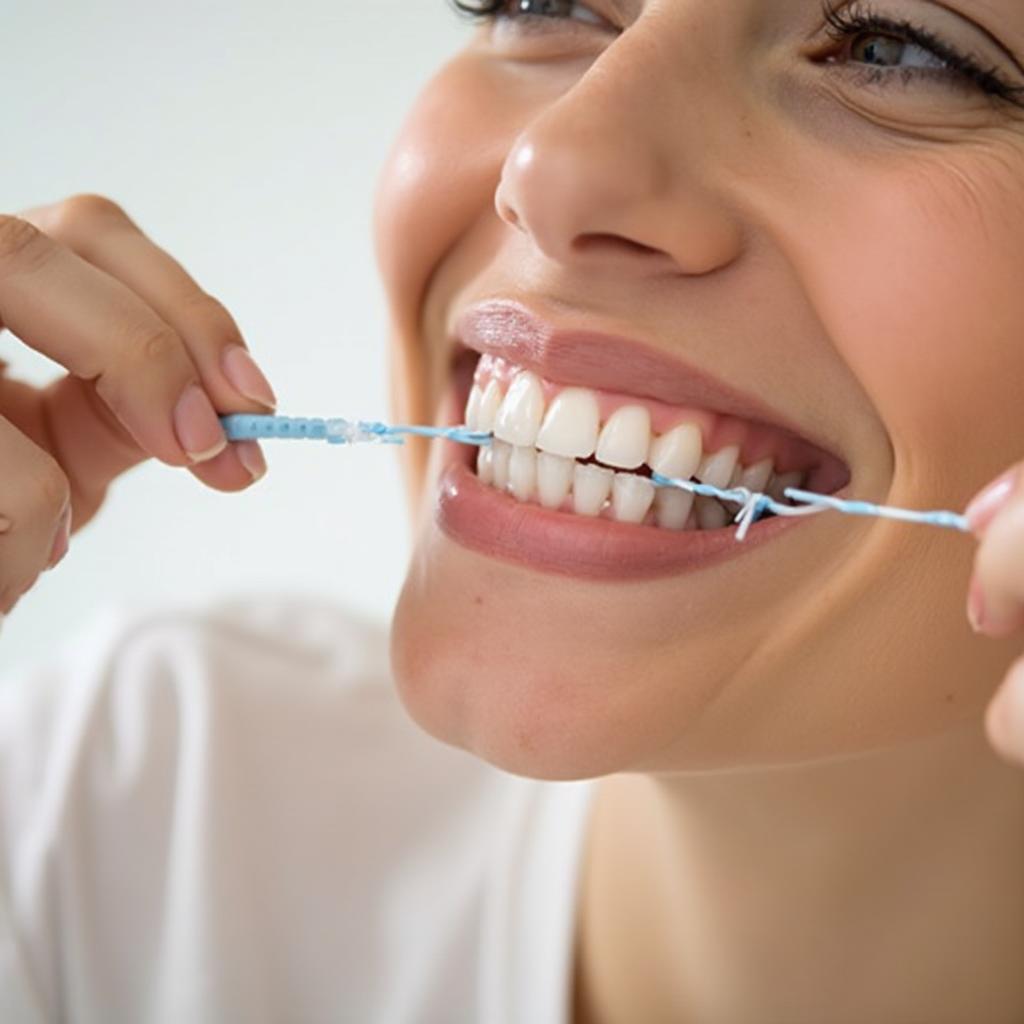 Adult Flossing Teeth for Oral Hygiene