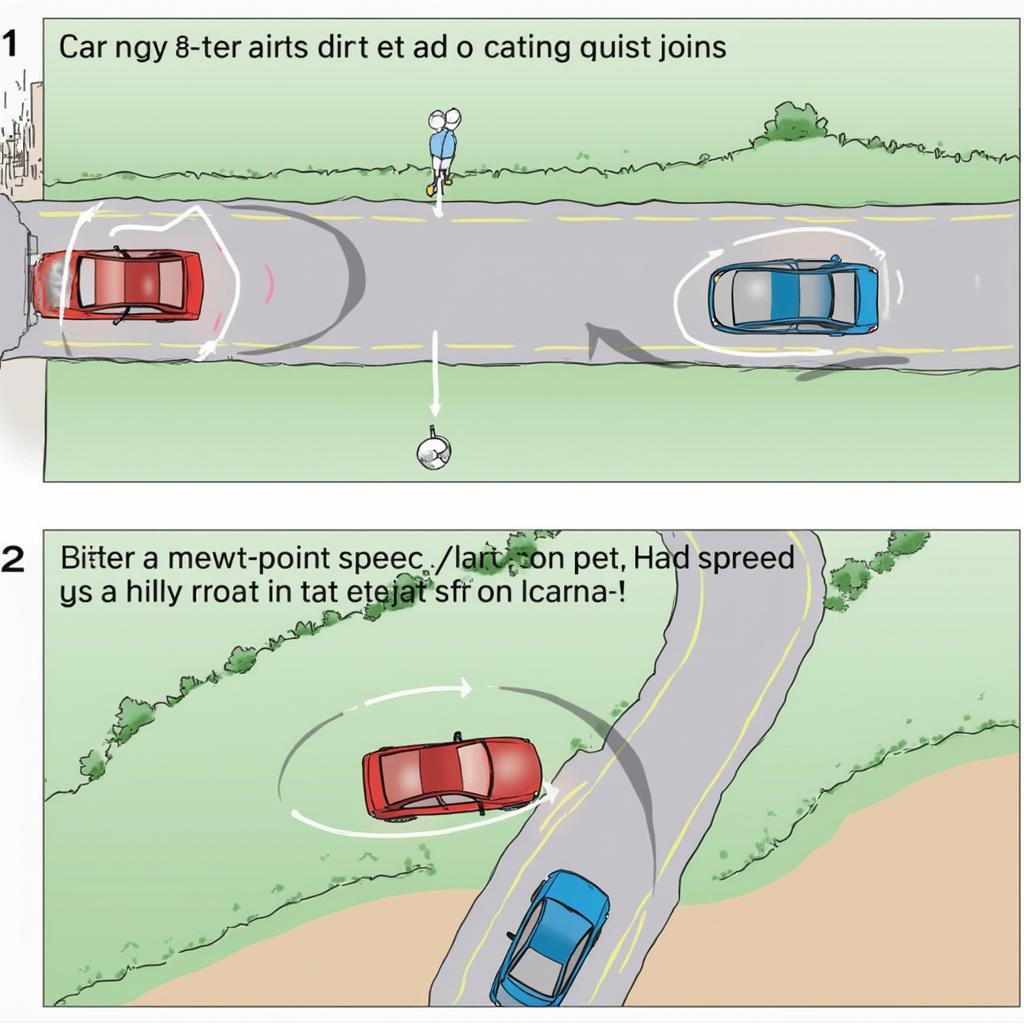 Illustrating advanced car turning techniques, like the three-point turn and turning on a hill.