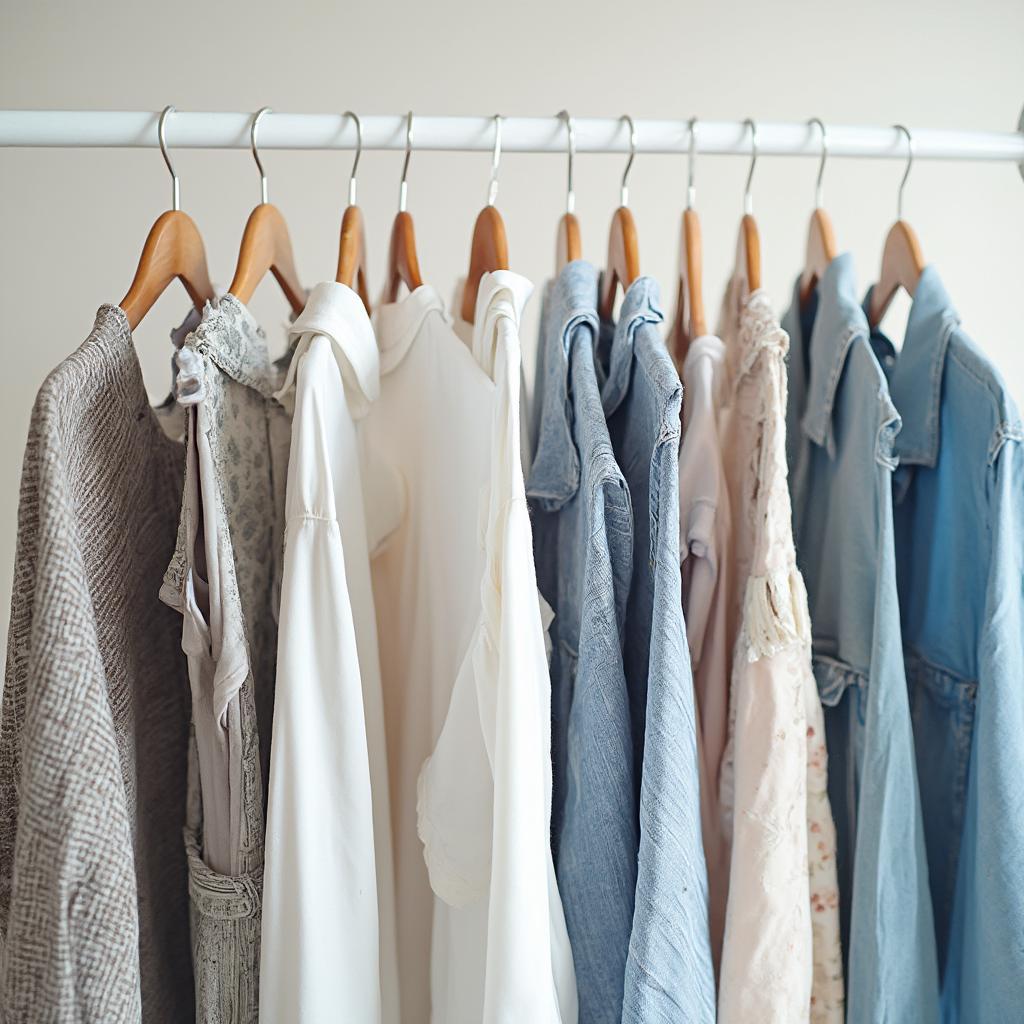 Air drying clothes on a drying rack