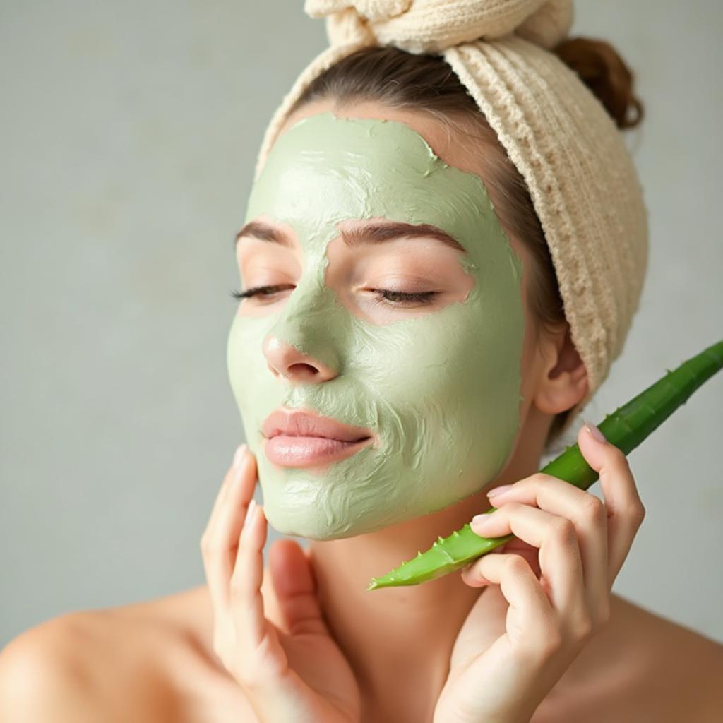 Applying an Aloe Vera Face Mask