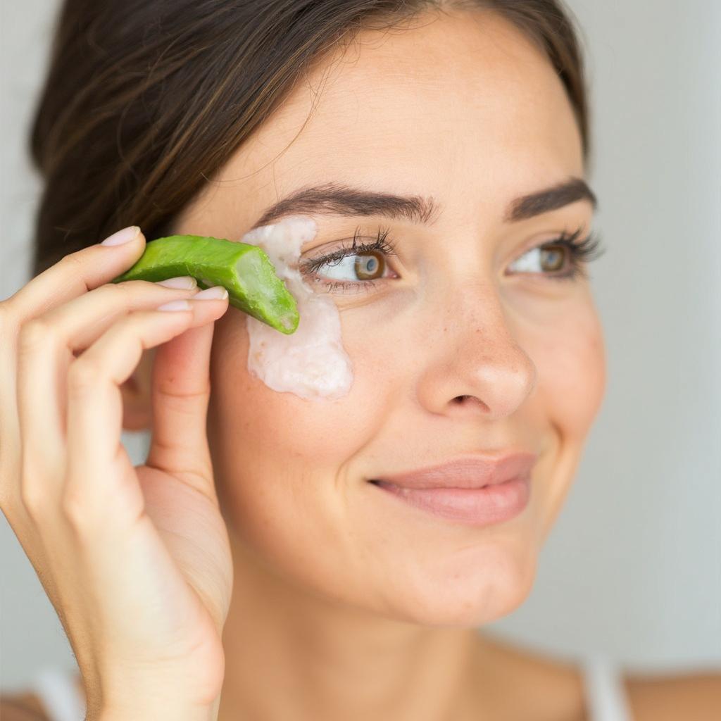 Applying Aloe Vera to Eye Skin