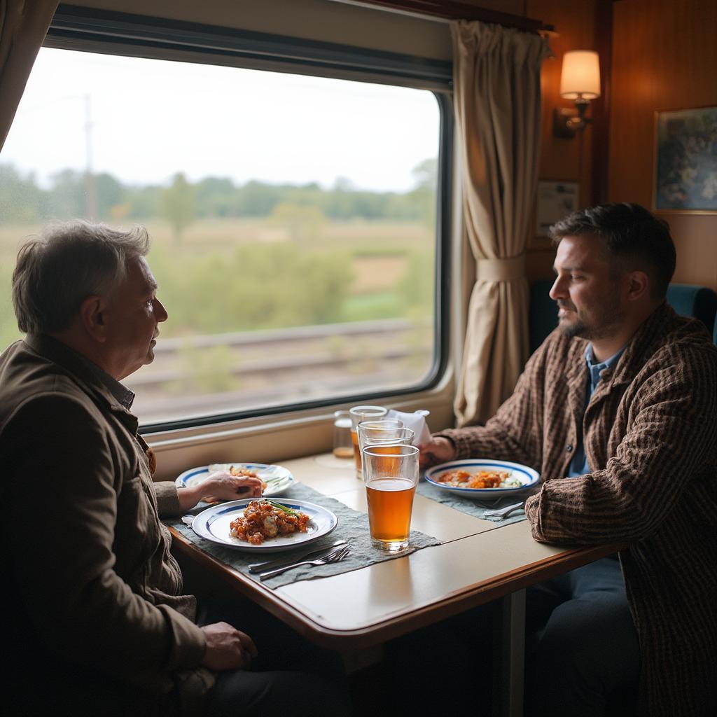 Enjoying a Meal in the Amtrak Dining Car