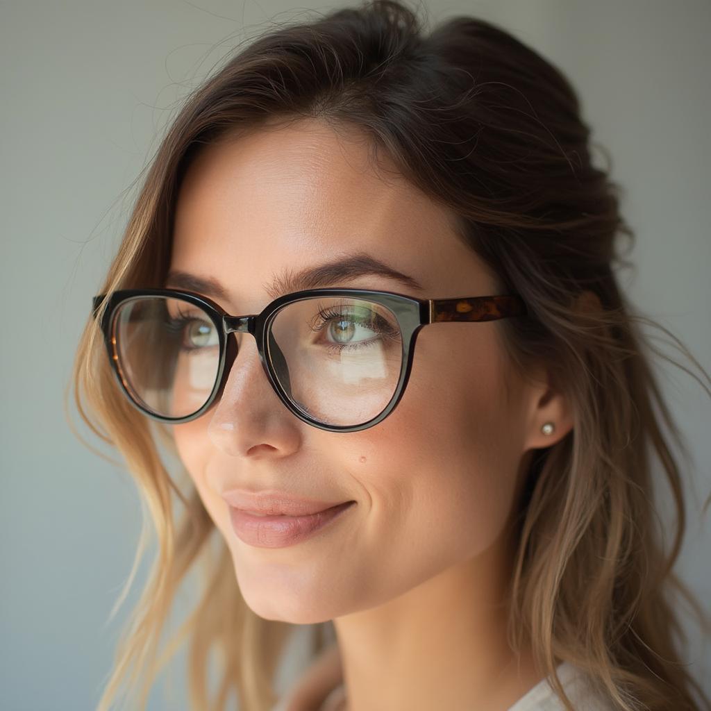 Angular Eyeglass Frames for a Round Face