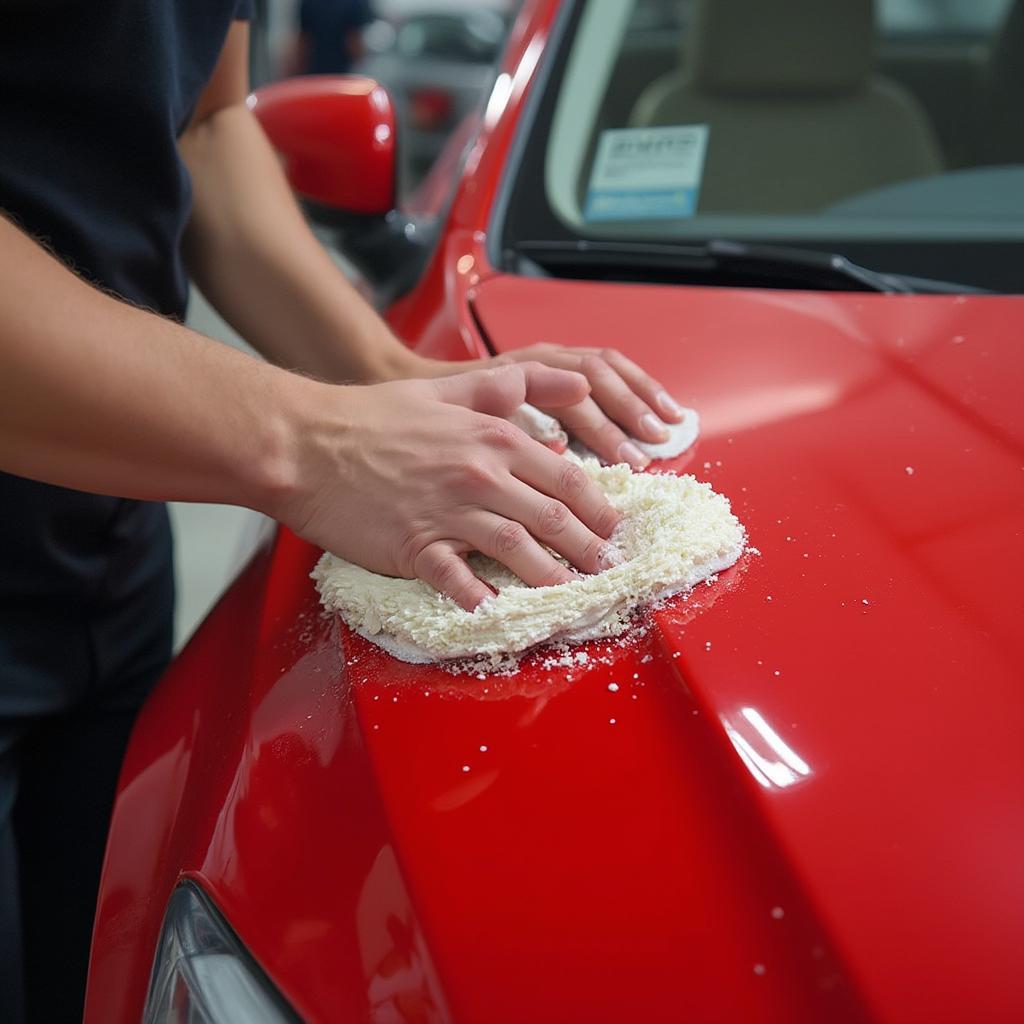 Applying Car Wax to Prevent Pollen