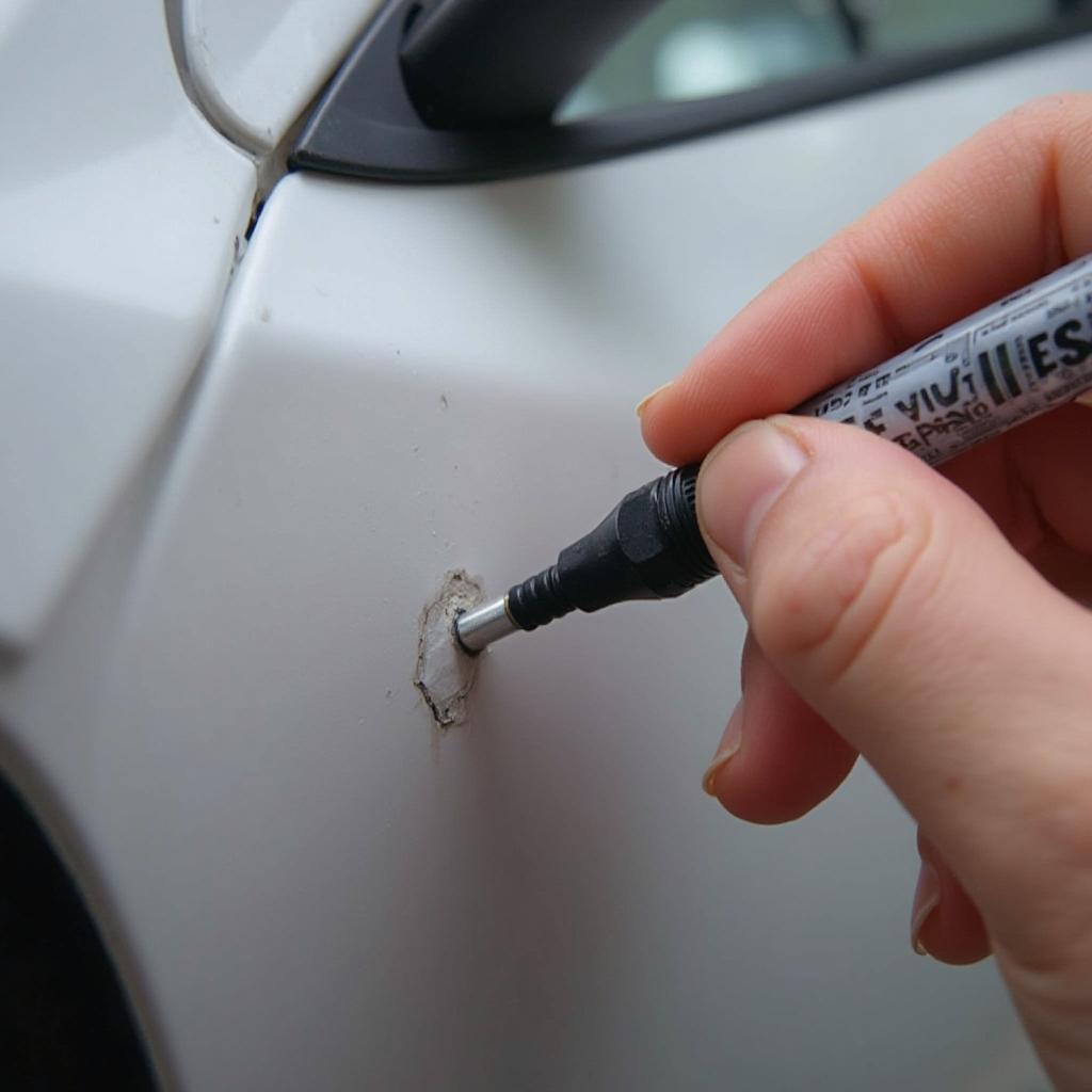 Applying Fine Tip Car Paint Pen with Precision