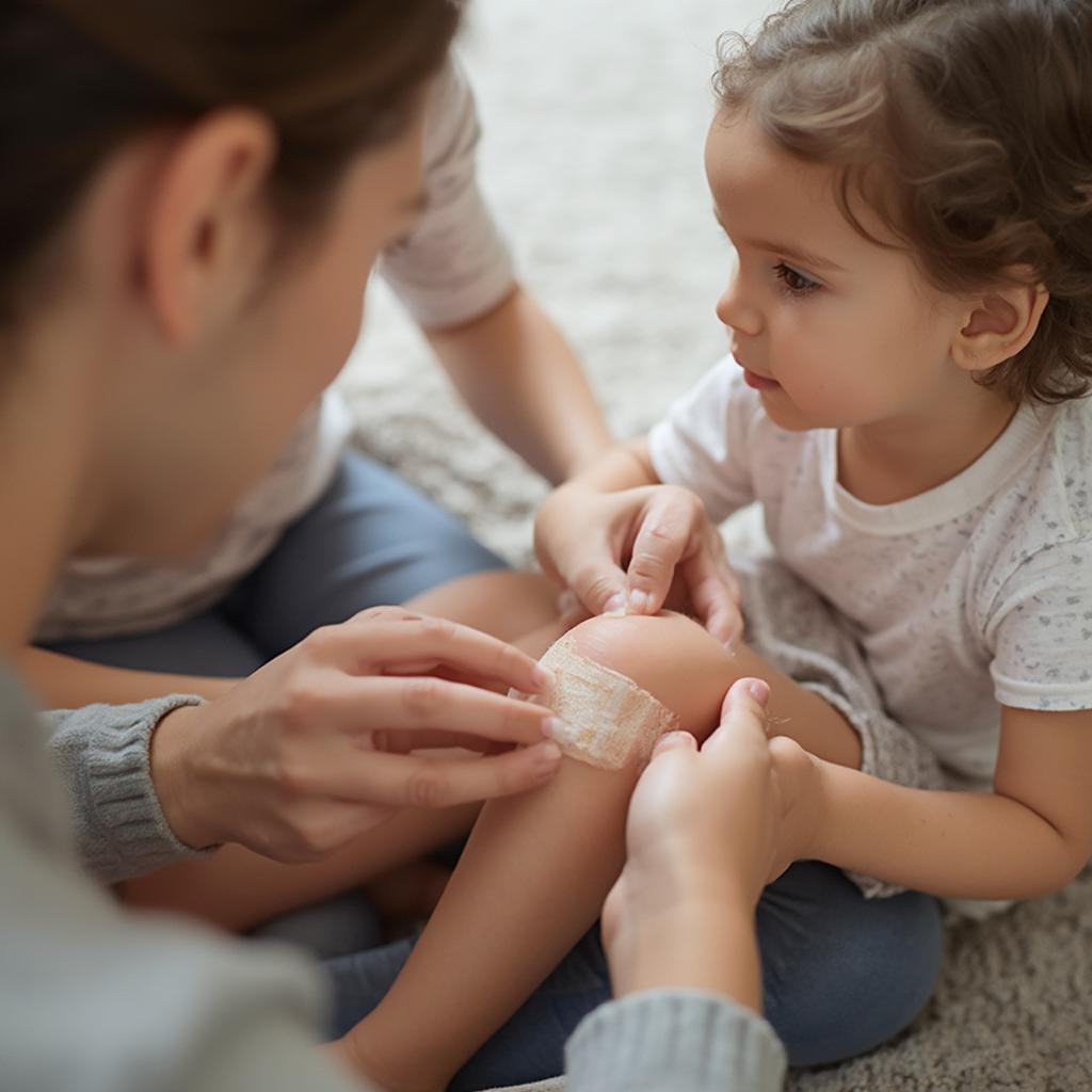 Applying a New Dressing to a Child's Wound