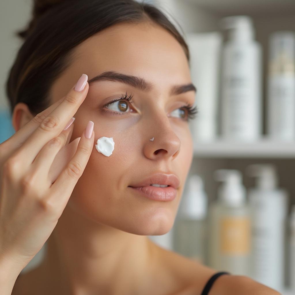 Applying retinol as part of a night skin care routine