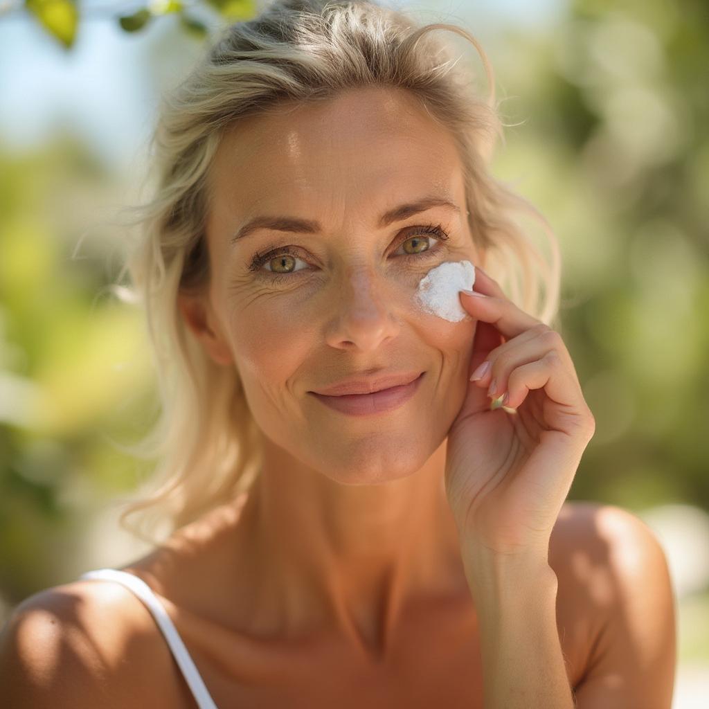 Woman Applying Sunscreen Daily