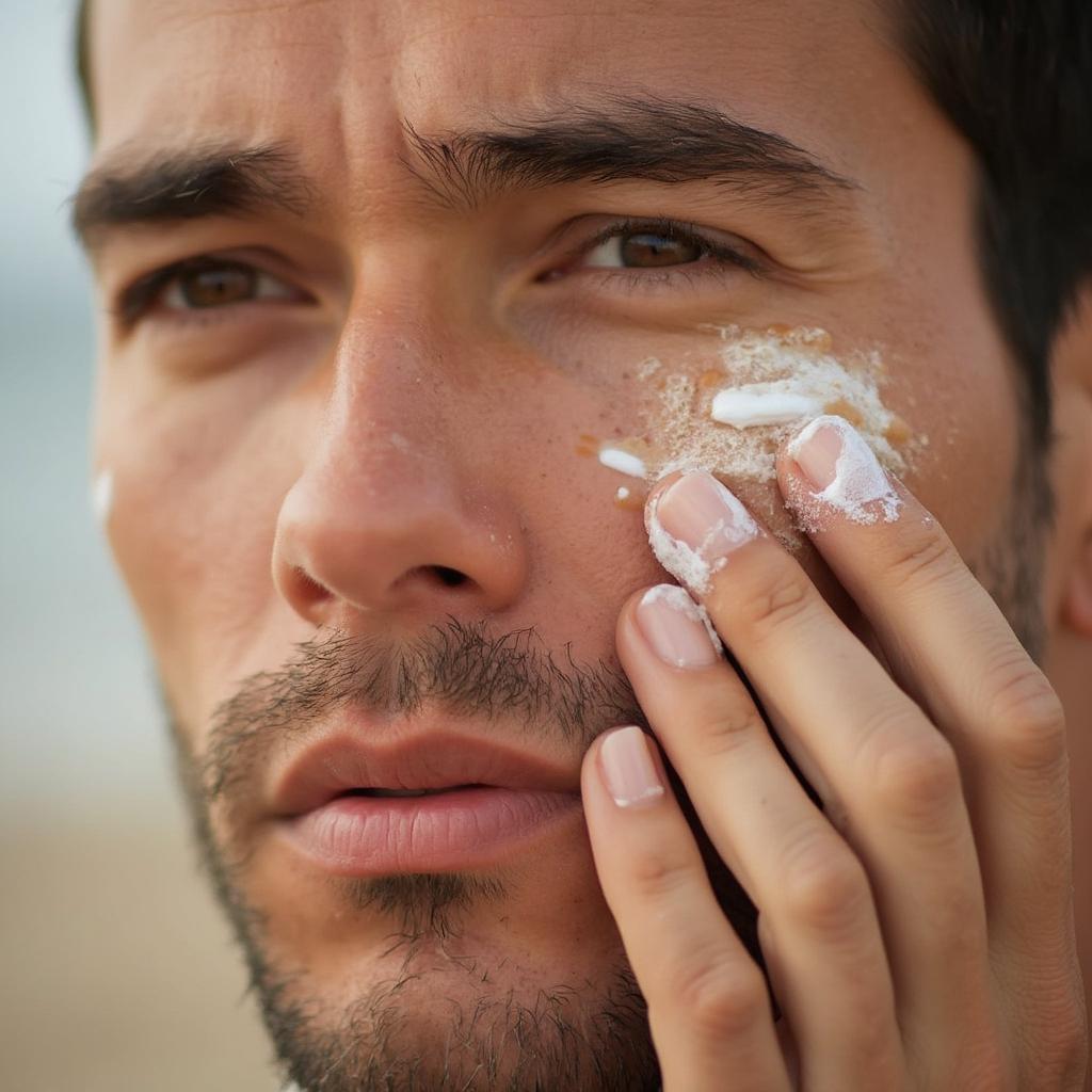 Man Applying Sunscreen