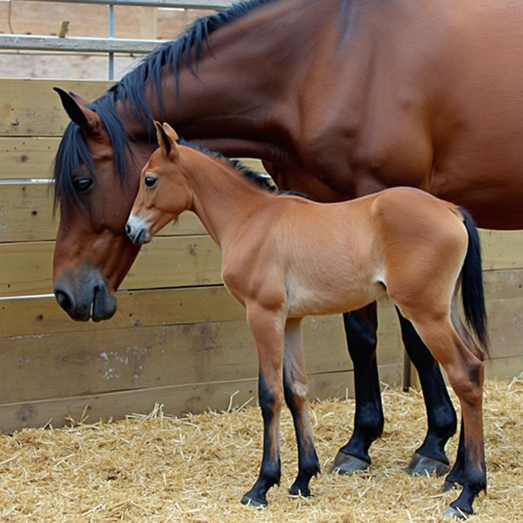 AQHA Mare and Newborn Foal Bonding