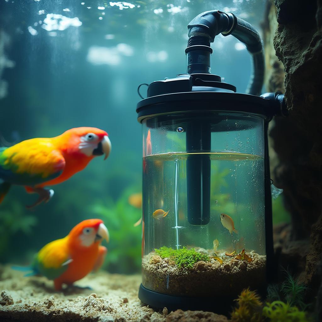 A powerful canister filter suitable for a parrot fish tank.