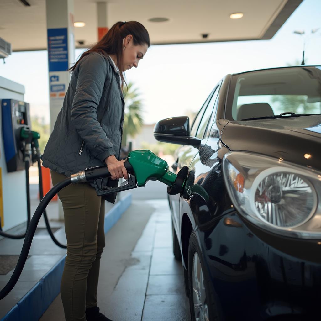 Fueling a Rental Car at a Gas Station in Argentina