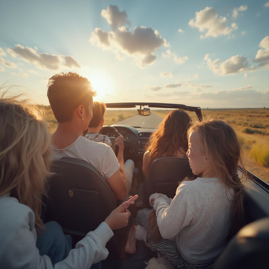 Family Enjoying a Road Trip in Argentina in a Rental Car