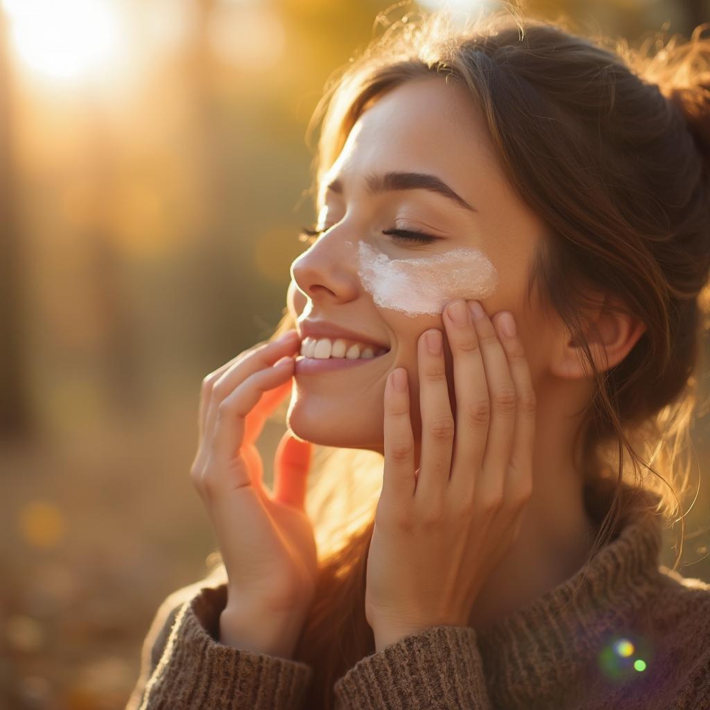 Applying Sunscreen in Autumn