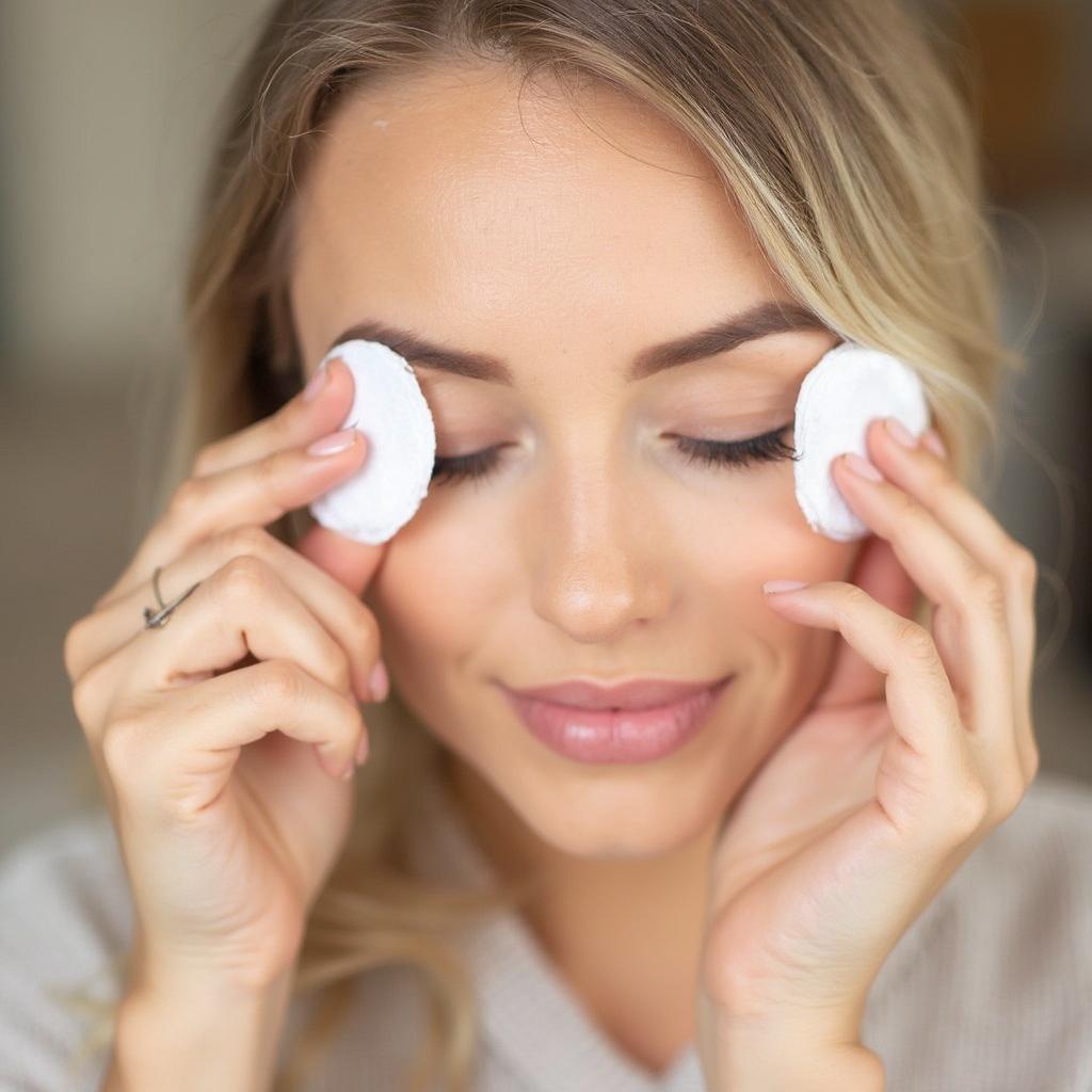 Woman Carefully Avoiding Rubbing Eyes With Eyelash Extensions