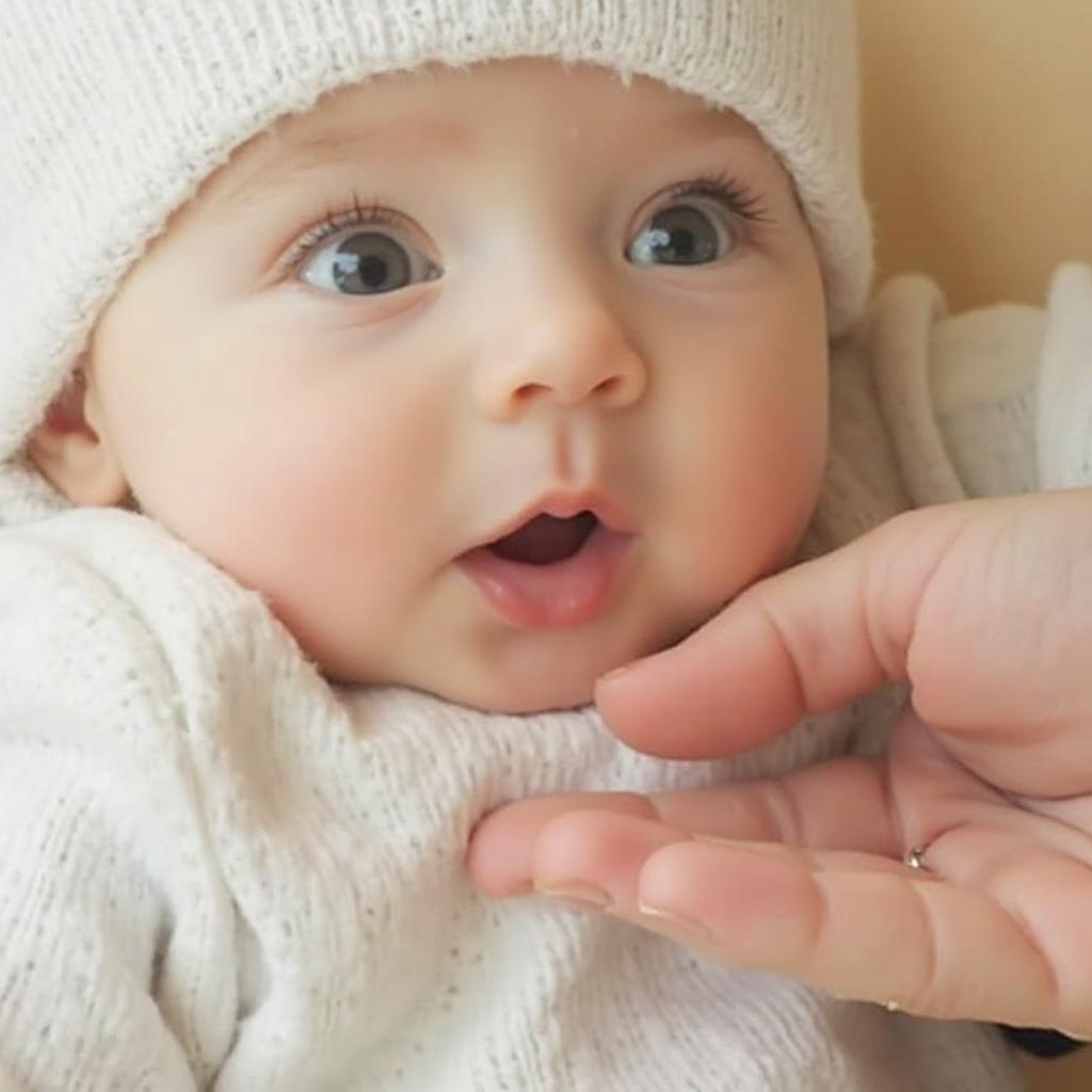 Baby Displaying Hunger Cues: Rooting and Lip Smacking