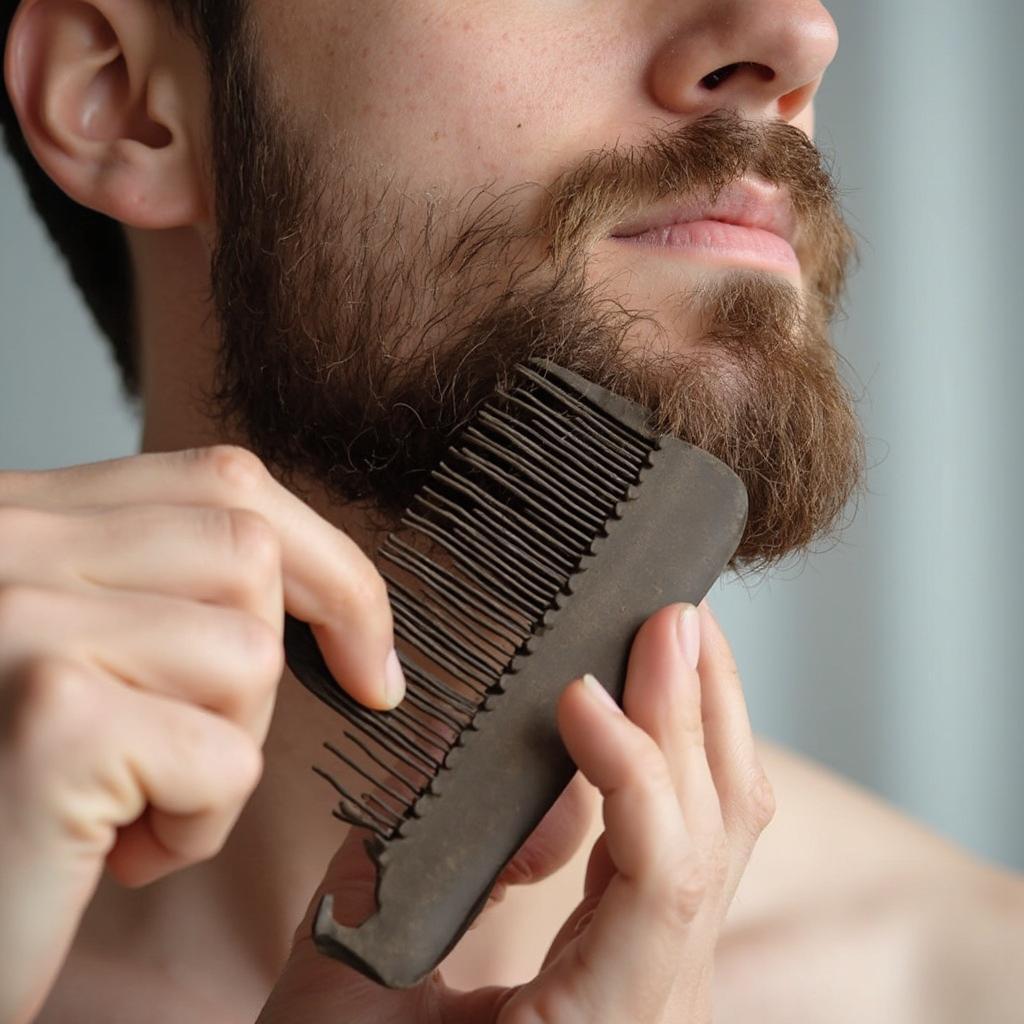 Combing and brushing a beard