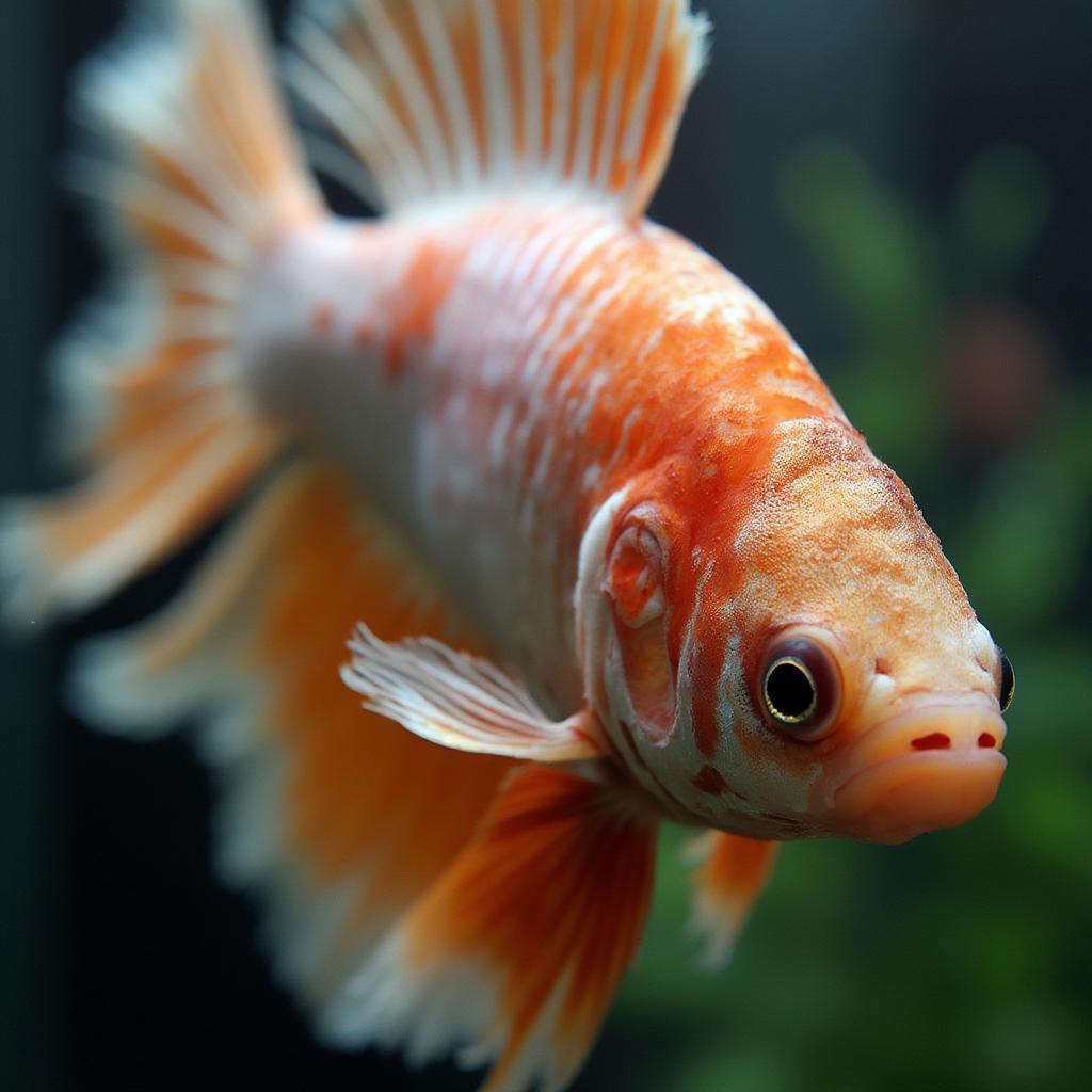 Betta fish exhibiting signs of fin rot