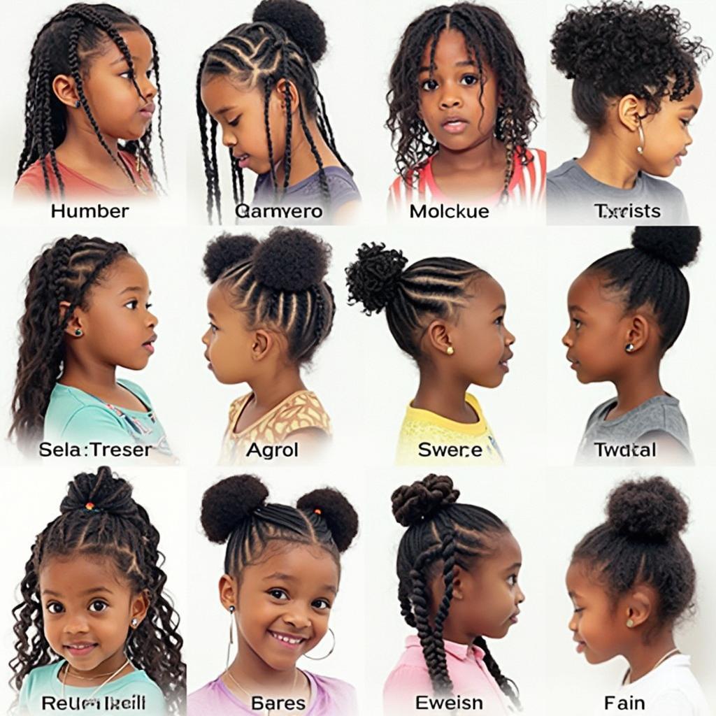 Various protective hairstyles for biracial girls.