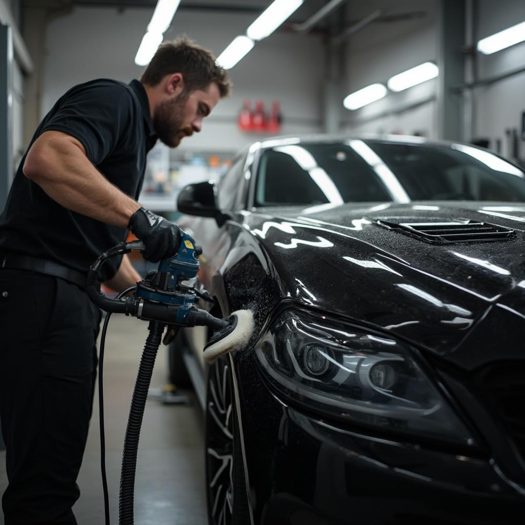 Professional Detailing of a Black Car