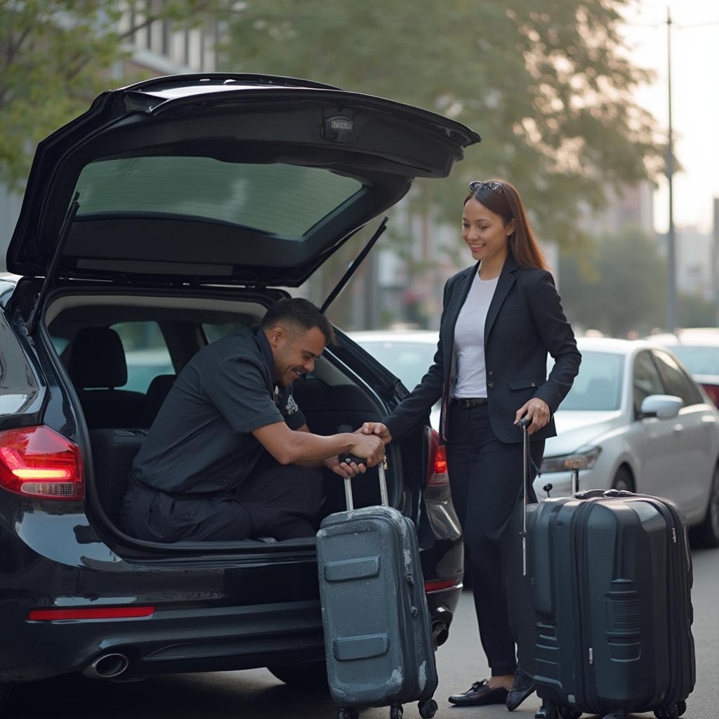 Blackberry Driver Assisting with Luggage