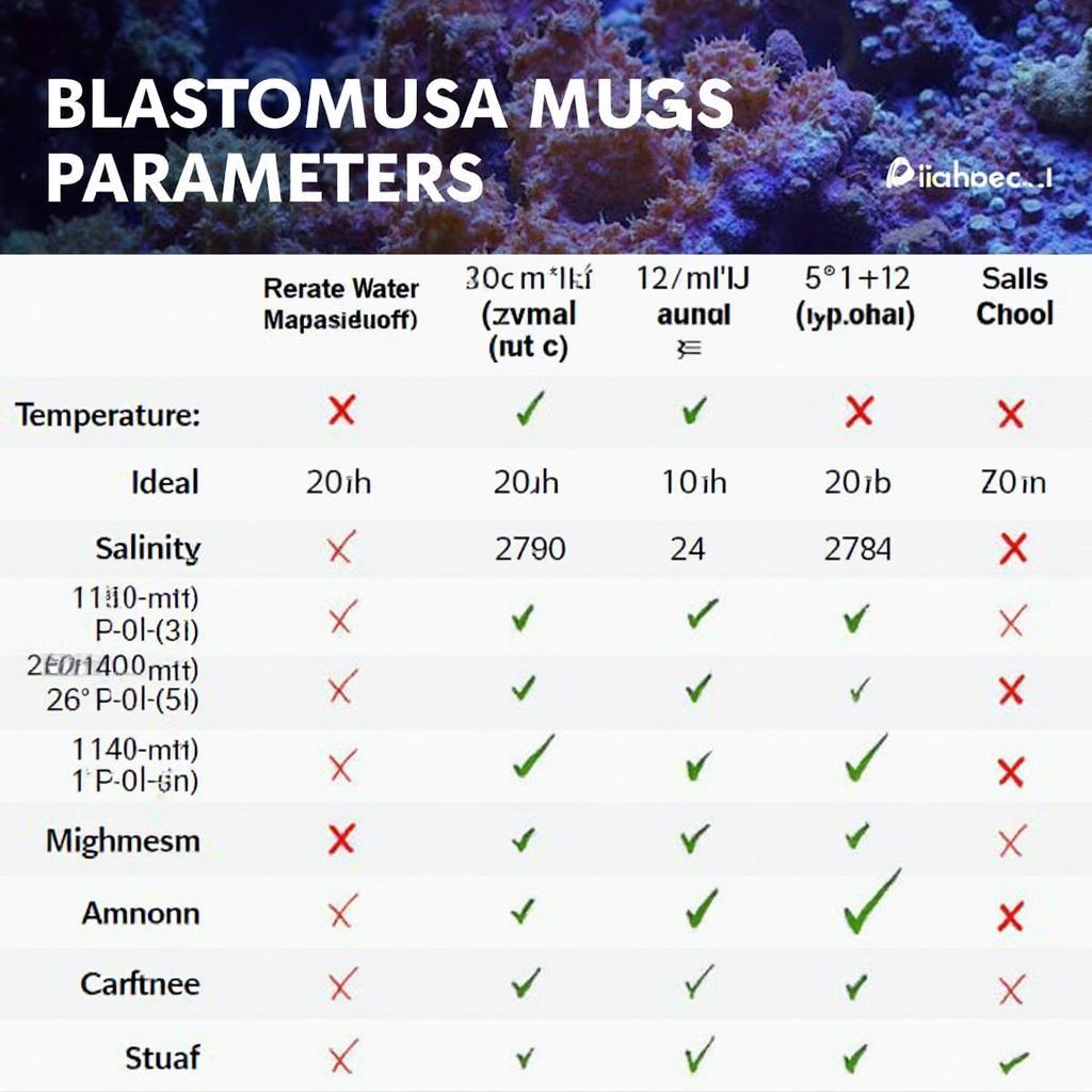 Blastomussa Wellsi Water Parameters Chart