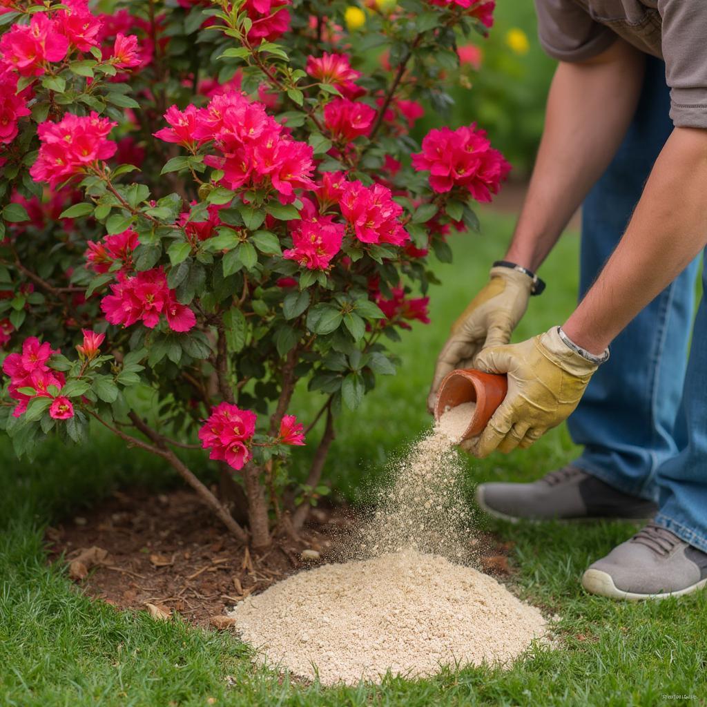 Applying Fertilizer to Bougainvillea