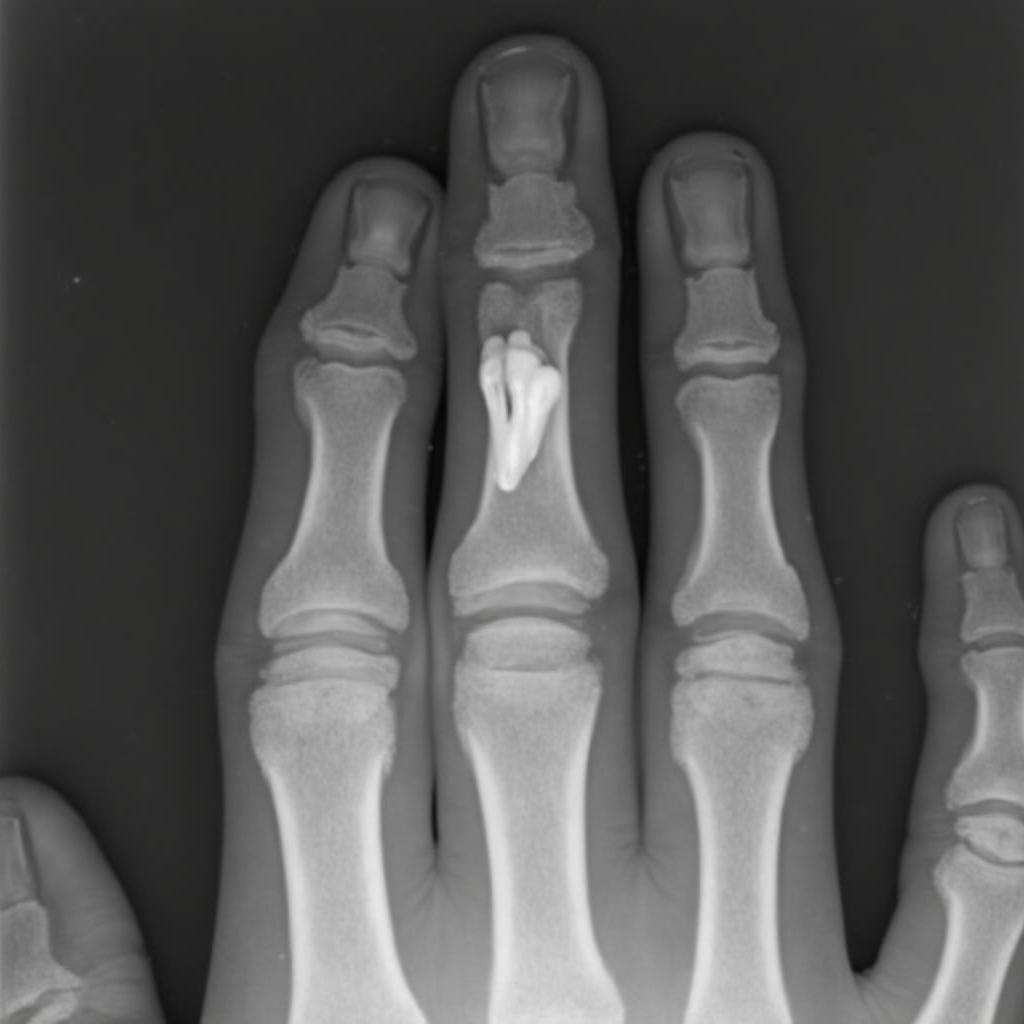 X-ray of a broken fingertip