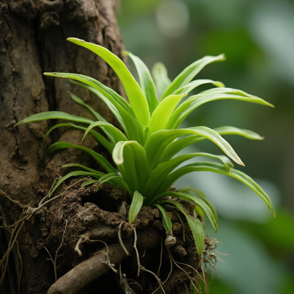 Bromeliad growing on a tree, demonstrating its epiphytic nature