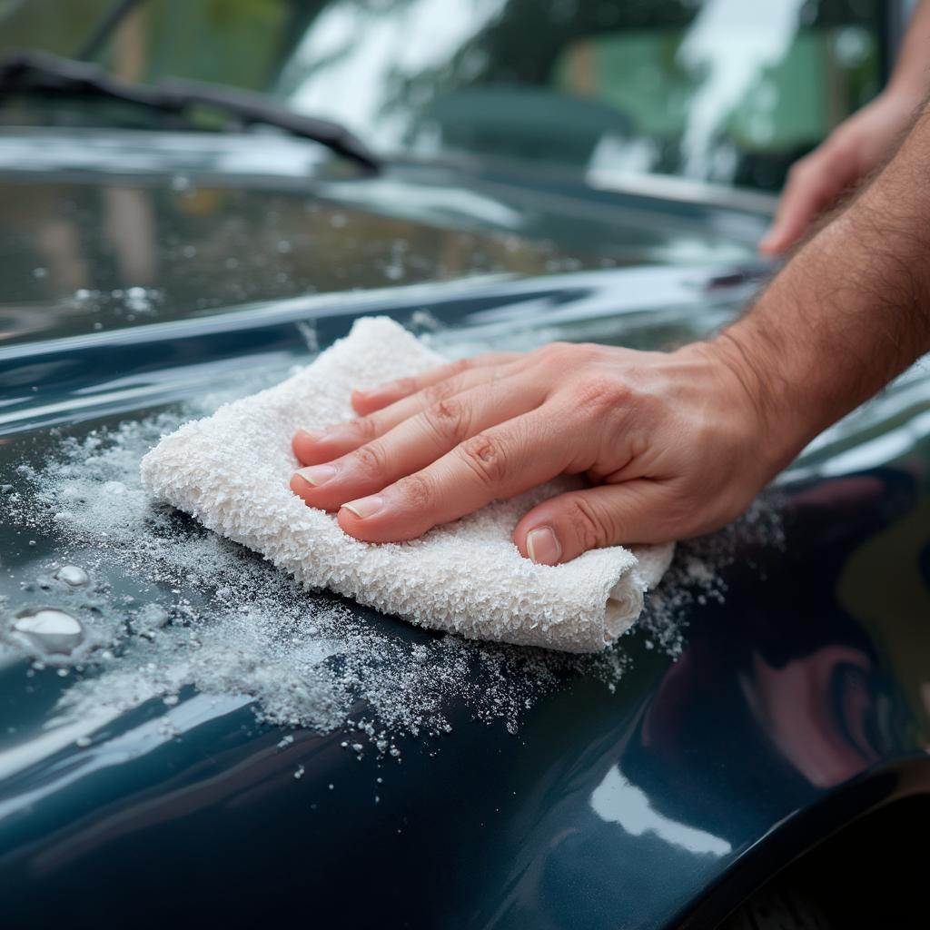 Buffing car wax for shine