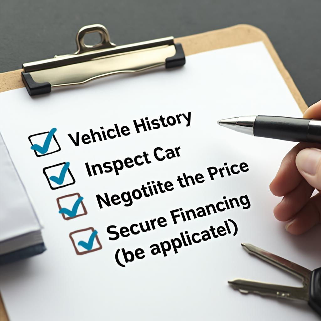 Checklist for buying a used car with cash