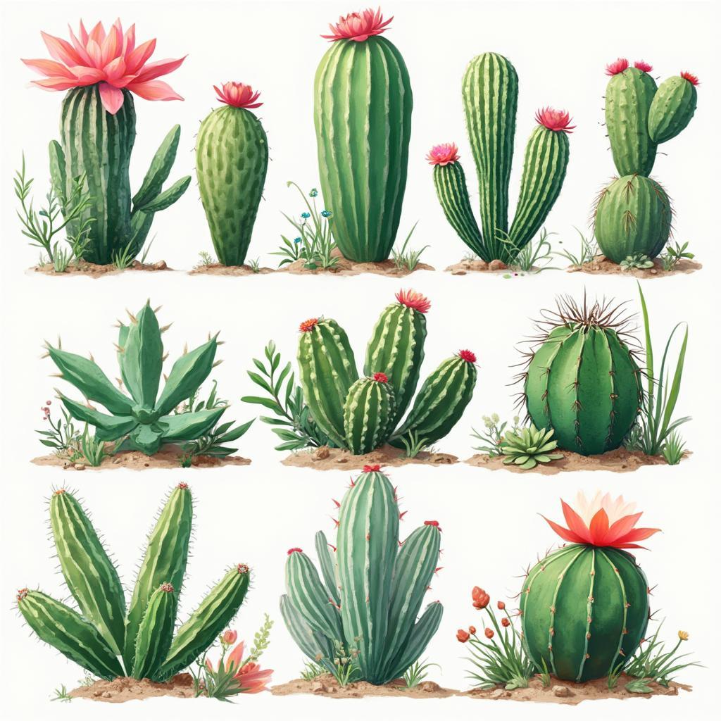 Various Types of Cacti and Succulents