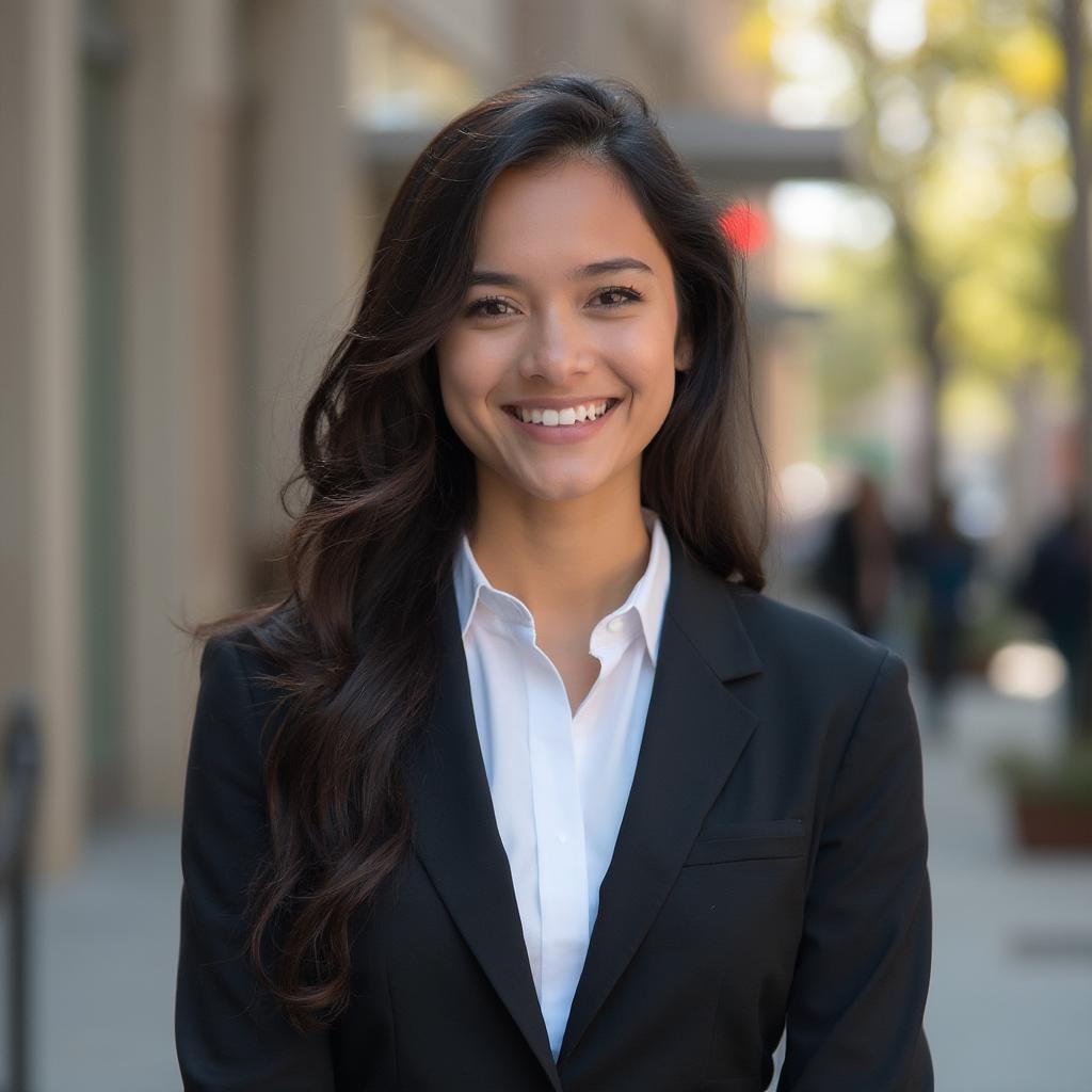 Cal Poly student dressed in business professional attire for a career interview