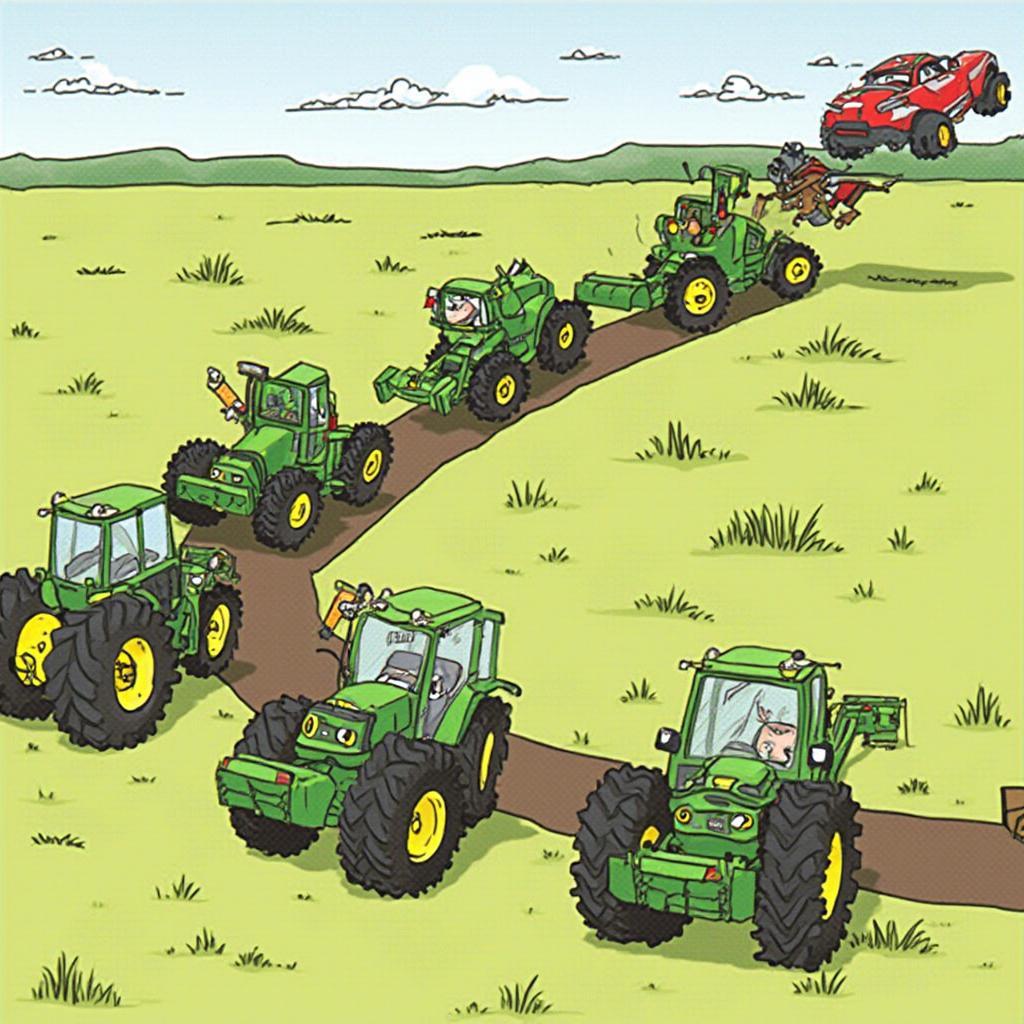 Car 3 Tractor Tipping Chain Reaction