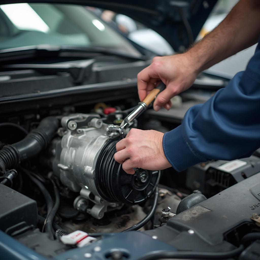 Checking the car AC compressor for issues